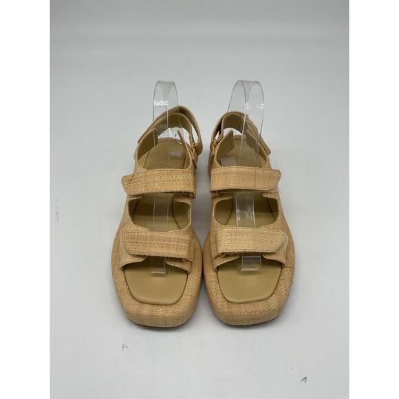 Loeffler Randall Beige Raffia Two Band Platform Sandals Size 6 - Picture 3 of 6